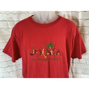 Tropix Jamaica Men's Size L T-Shirt 100% Cotton NO PROBLEM MON Island Vibe Red